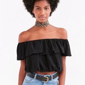 Urban Outfitters Kimchi Blue Ruffled off the shoulder crop top